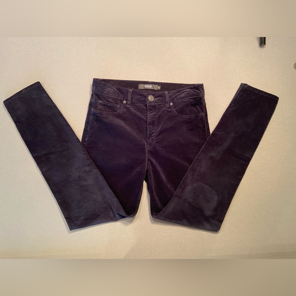 Hudson Velvet Jeans Black Pants, Barbara Super Skinny, size‎ 27, some stretch